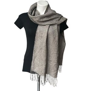 Mens Stenstroms Glen Plaid Cashmere Scarf - Grey, Cream, Beige